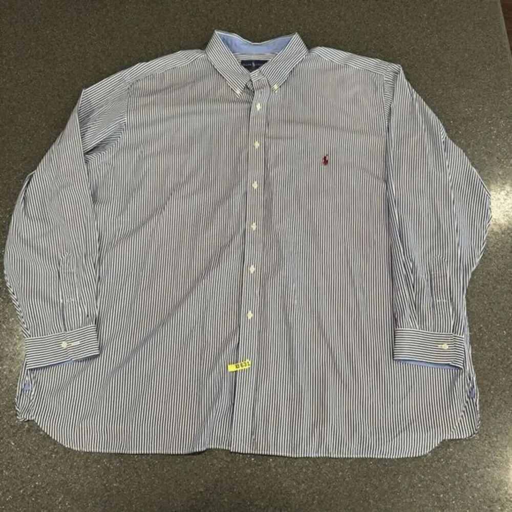 Polo Ralph Lauren Blue White Stripe‎ BIG 4XB Cotton Stretch